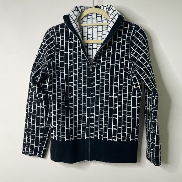 Sweaters - Elena Wang Black/White Full Zip Sweater Small?